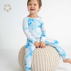 Organic bamboo tie dye baby romper sustainable bamboo jumpsuit newborn eco friendly 2 way zipper onesie for baby