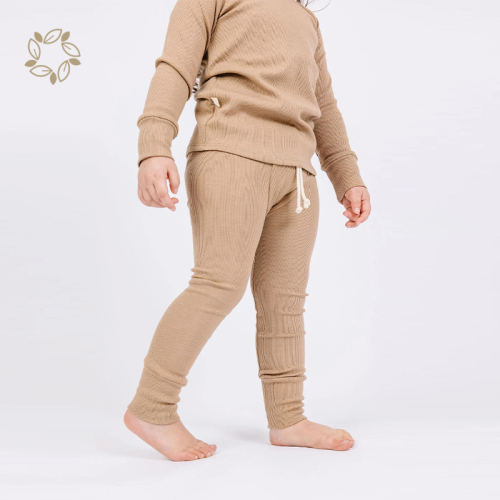 Organic bamboo rib baby leggings eco friendly baby leggings sustainable baby rib pant bamboo leggings