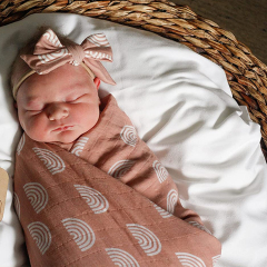 Organic Cotton Baby Muslin Swaddle Blanket Set Newborn Receiving Blanket Eco-friendly newbron gauze wrap