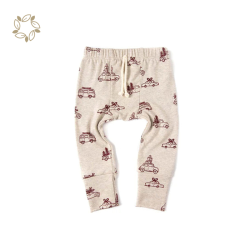 Sustainable baby leggings pants printed organic bamboo rib baby leggings eco friendly baby rib pant