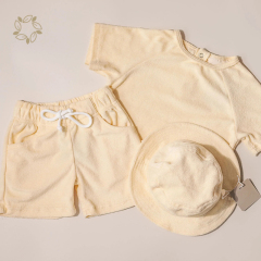 Organic cotton toddler terry towelling shorts set eco friendly baby terry cloth top and shorts sustainable toddler biker shorts