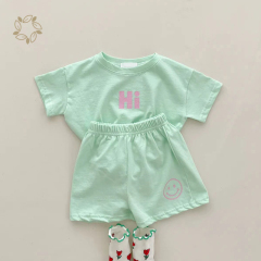 Sustainable toddler t shirt and shorts bamboo cotton toddler shorts set eco friendly baby clothing set