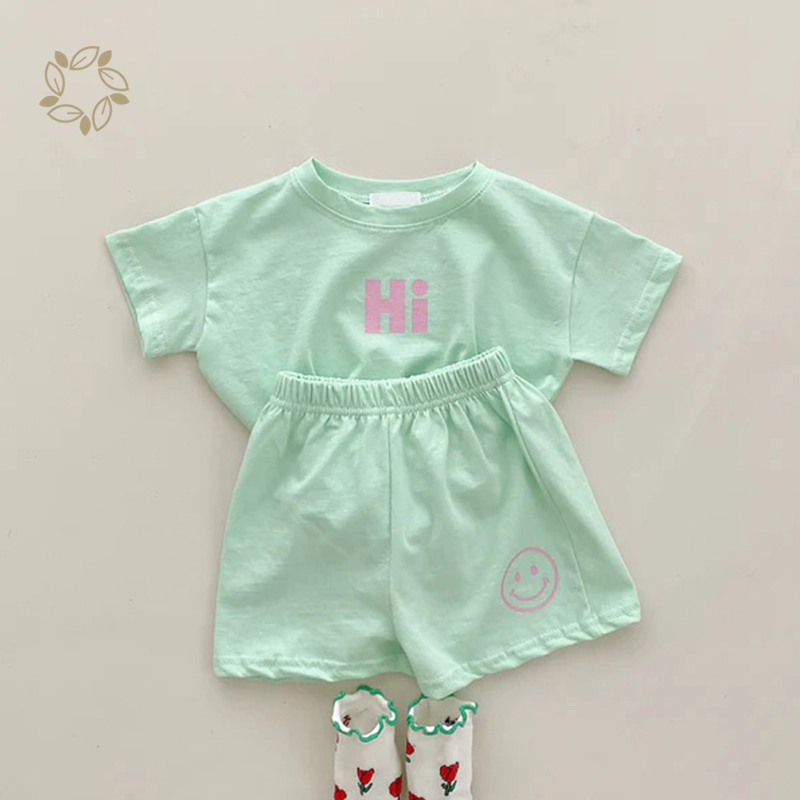 Sustainable toddler t shirt and shorts bamboo cotton toddler shorts set eco friendly baby clothing set