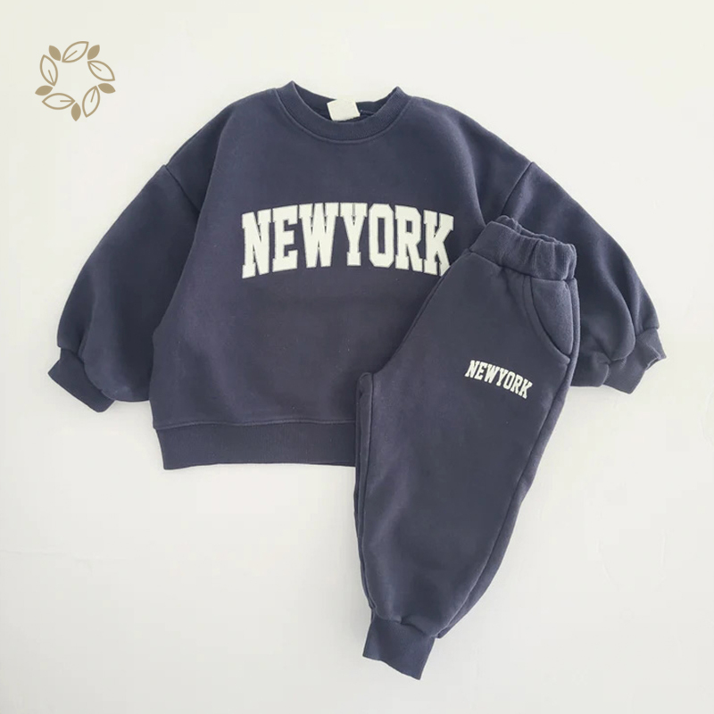 Organic bamboo toddler sweatshirt set sustainable baby clothing set eco friendly bamboo cotton fleece toddler joggers set