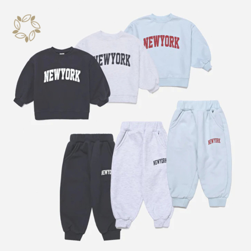 Organic bamboo toddler sweatshirt set sustainable baby clothing set eco friendly bamboo cotton fleece toddler joggers set