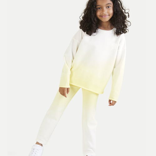 Kids sweatshirt and sweatpants Eco-friendly Gradient children sportswear Organic cotton bamboo kids sweatshirt and sweatpants