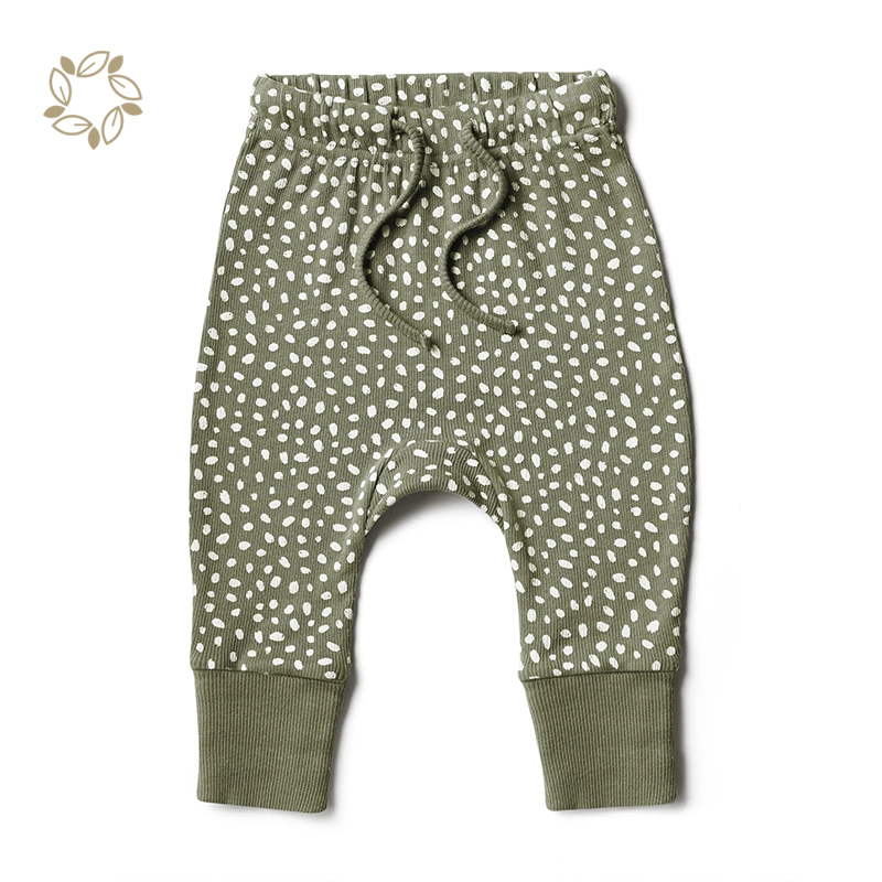 Organic bamboo baby harem pants sustainable printing toddler leggings ribbed eco friendly organic infant leggings
