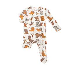 Baby Christmas Zip Footie Printed custom baby jumpsuit organic cotton infants zip sleepsuit Eco-friendly baby rompers