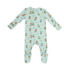 Baby Christmas Zip Footie Printed custom baby jumpsuit organic cotton infants zip sleepsuit Eco-friendly baby rompers