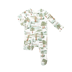 Baby Christmas Zip Footie Printed custom baby jumpsuit organic cotton infants zip sleepsuit Eco-friendly baby rompers