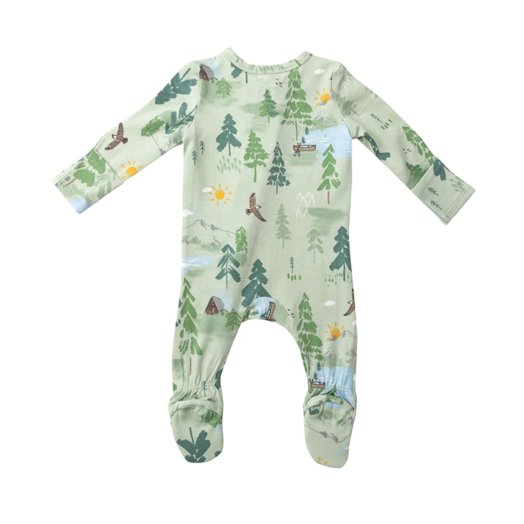 Baby Christmas Zip Footie Printed custom baby jumpsuit organic cotton infants zip sleepsuit Eco-friendly baby rompers