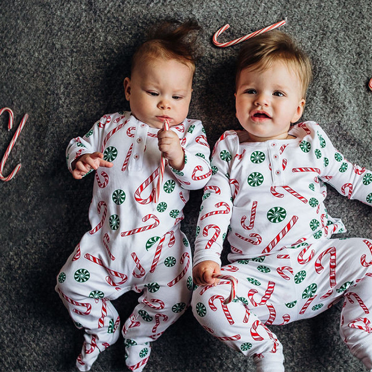 custom print baby romper and hat Christmas baby rompers organic baby sleeper for new born Children button jumpsuits