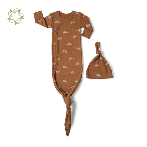 Organic cotton kimono knotted sleep gown GOTS eco friendly baby sleep gown cotton sustainable baby gown