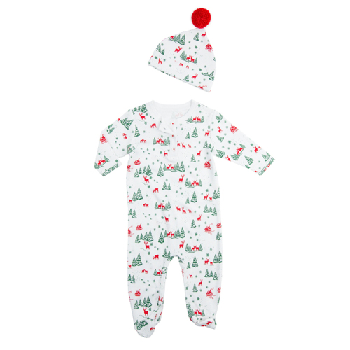 custom print baby romper and hat Christmas baby rompers organic baby sleeper for new born Children button jumpsuits