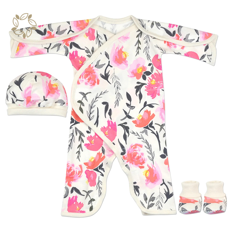 Sustainable organic preemie wear organic cotton preemie baby clothing eco friendly preemie clothing NICU Friendly Gown