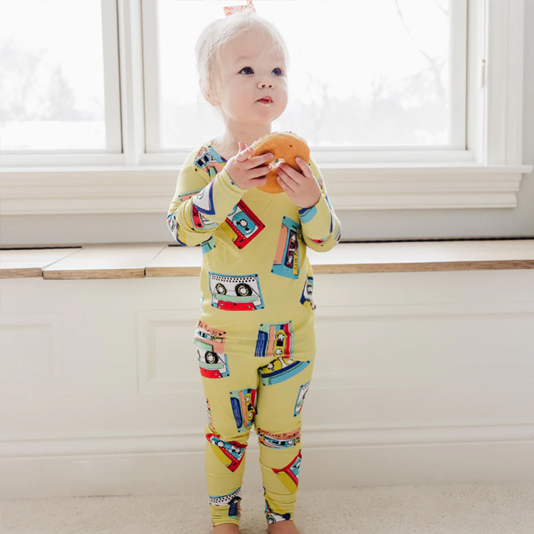 Eco-friendly organic bamboo pjs long sleeve toddler pajamas custom baby pyjama kids Loungewear two piece baby sleepers