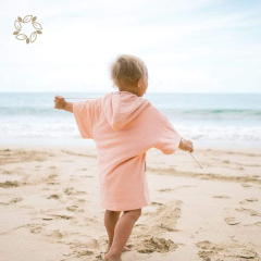 Bamboo cotton poncho towel kids eco friendly kid's hooded poncho towel sustainable kids beach poncho