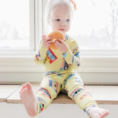 Eco-friendly organic bamboo pjs long sleeve toddler pajamas custom baby pyjama kids Loungewear two piece baby sleepers