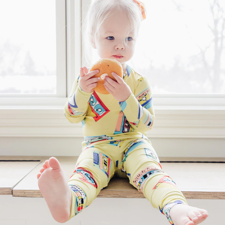 Eco-friendly organic bamboo pjs long sleeve toddler pajamas custom baby pyjama kids Loungewear two piece baby sleepers