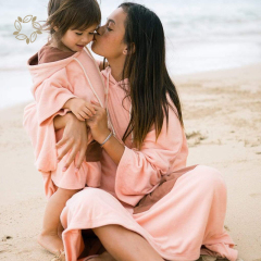 Bamboo cotton poncho towel kids eco friendly kid's hooded poncho towel sustainable kids beach poncho