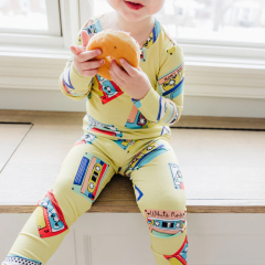 Eco-friendly organic bamboo pjs long sleeve toddler pajamas custom baby pyjama kids Loungewear two piece baby sleepers