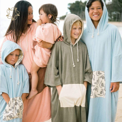 Bamboo cotton poncho towel kids eco friendly kid's hooded poncho towel sustainable kids beach poncho