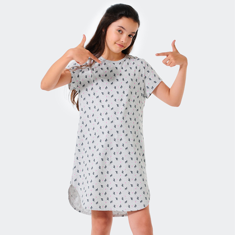 Girls children pajamas organic cotton summer pyjamas for kids girls short sleeve sleeping t shirt custom kid sleep shirt