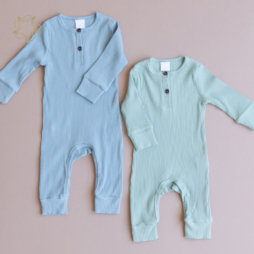 Organic bamboo newborn baby onesie eco friendly rib baby sleepsuit sustainable rib baby sleepsuit