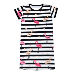 Girls children pajamas organic cotton summer pyjamas for kids girls short sleeve sleeping t shirt custom kid sleep shirt