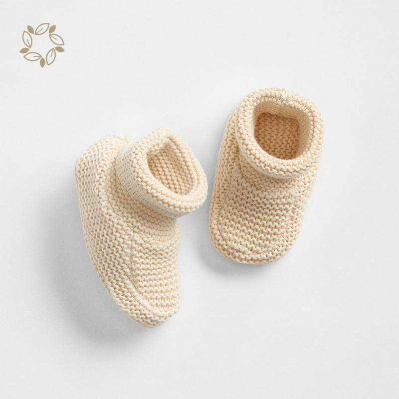 Organic cotton baby rib knit booties eco friendly baby brannan booties sustainable sweater knit booties