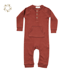 Organic cotton baby ribbed romper eco friendly newborn baby onesie sustainable button ribbed baby romper