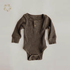 Organic cotton baby ribbed bodysuit eco friendly button ribbed baby jumpsuit sustainable newborn baby onesie