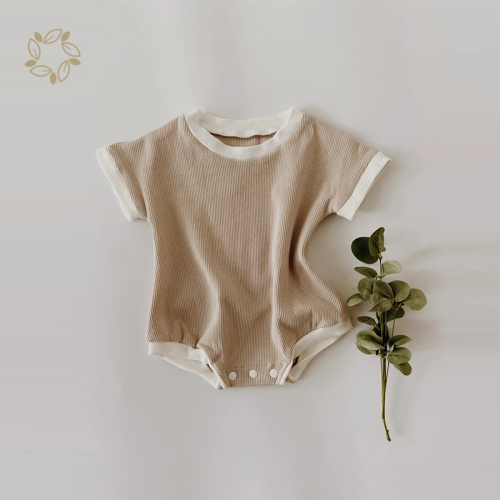 Organic bamboo waffle baby bodysuit sustainable waffle infant onesie eco friendly baby bodysuit rompers