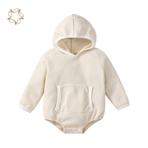 Bamboo cotton waffle hoodie romper sustainable hoodie bodysuit eco friendly organic waffle romper