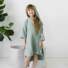 Muslin Hooded Poncho for kids Soft baby Poncho Towel Organic Cotton baby hooded bath towels eco-friendly Cover-up