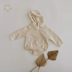 Bamboo cotton waffle hoodie romper sustainable hoodie bodysuit eco friendly organic waffle romper