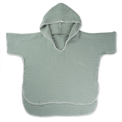 Muslin Hooded Poncho for kids Soft baby Poncho Towel Organic Cotton baby hooded bath towels eco-friendly Cover-up
