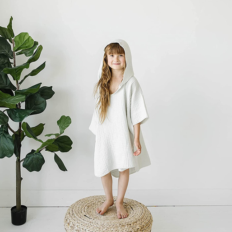 Muslin Hooded Poncho for kids Soft baby Poncho Towel Organic Cotton baby hooded bath towels eco-friendly Cover-up