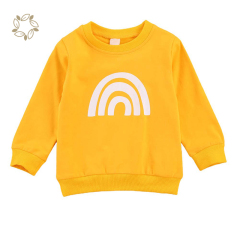 Sustainable toddler baby girl boy rainbow sweatshirt bamboo cotton terry long sleeve casual pullover sweater shirt