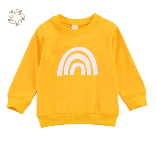 Sustainable toddler baby girl boy rainbow sweatshirt bamboo cotton terry long sleeve casual pullover sweater shirt