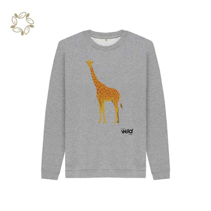 Organic bamboo kids boys Crew Neck Jumper eco friendly child crewneck terry sustainable kids sweatshirt