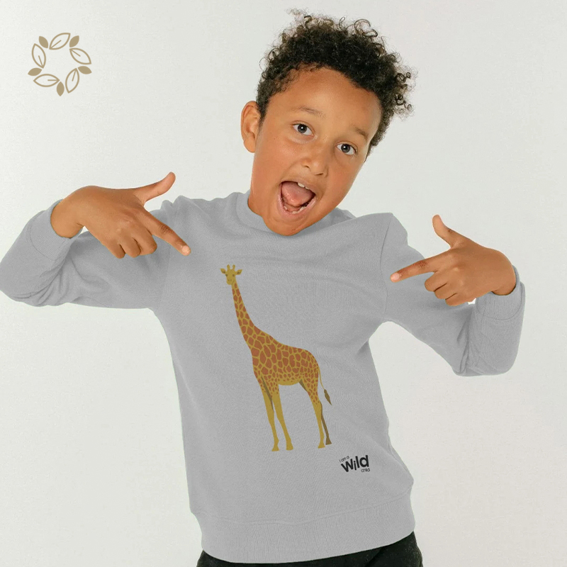 Organic bamboo kids boys Crew Neck Jumper eco friendly child crewneck terry sustainable kids sweatshirt