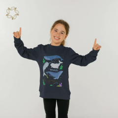 Organic cotton terry kids pullover sustainable kids sweatshirt printed eco friendly girls child crewneck kids jumper