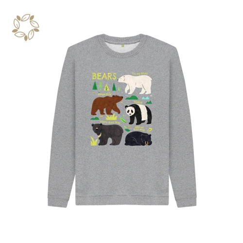 Organic cotton terry kids pullover sustainable kids sweatshirt printed eco friendly girls child crewneck kids jumper