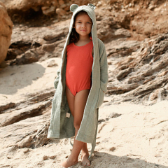 Sustainable bath robe child Organic cotton terry bathrobe kids towelling robe Cover-Up Baby Robe baby hooded bath