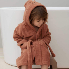 Sustainable bath robe child Organic cotton terry bathrobe kids towelling robe Cover-Up Baby Robe baby hooded bath