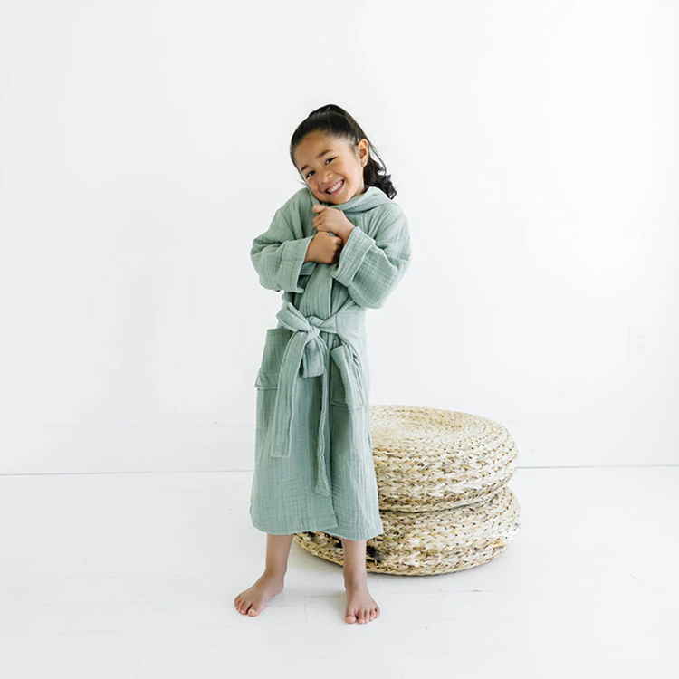 Sustainable bath robe child Organic cotton terry bathrobe kids towelling robe Cover-Up Baby Robe baby hooded bath