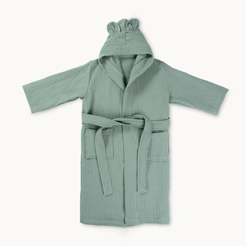 Sustainable bath robe child Organic cotton terry bathrobe kids towelling robe Cover-Up Baby Robe baby hooded bath