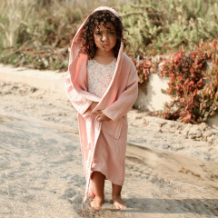 Muslin kids Hooded Poncho Organic Cotton robe kid Eco Friendly baby bathrobe Sustainable Children Bath Robe