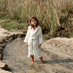 Muslin kids Hooded Poncho Organic Cotton robe kid Eco Friendly baby bathrobe Sustainable Children Bath Robe